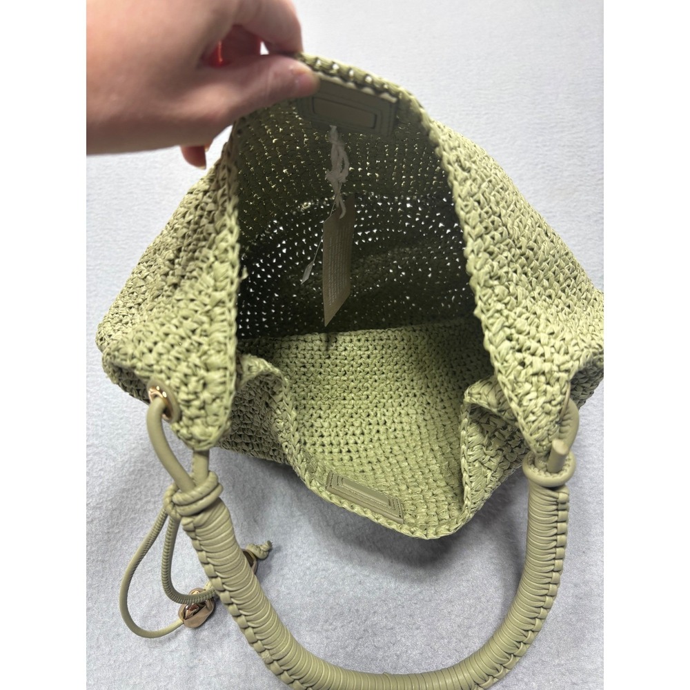 Madewell Camren Straw Bag Sagebrush Shoulder OS Crochet Hobo Bag Green Woven NWT - Picture 10 of 11